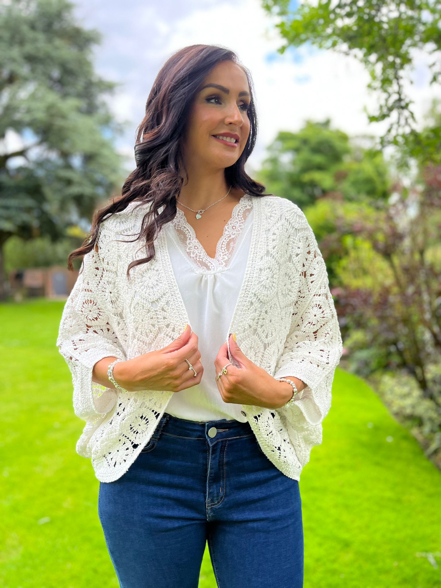 White Crochet Jacket Lucia