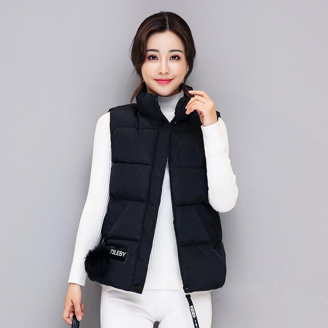 Winter Women's Lightweight Cotton Padded Slim Short Sleeveless Vests Jacket