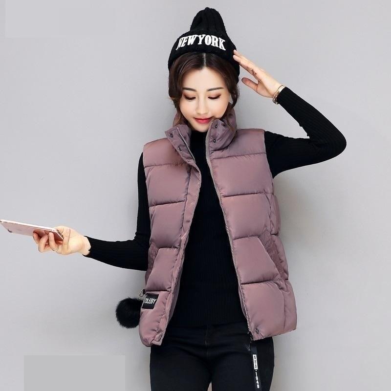 Winter Women's Lightweight Cotton Padded Slim Short Sleeveless Vests Jacket