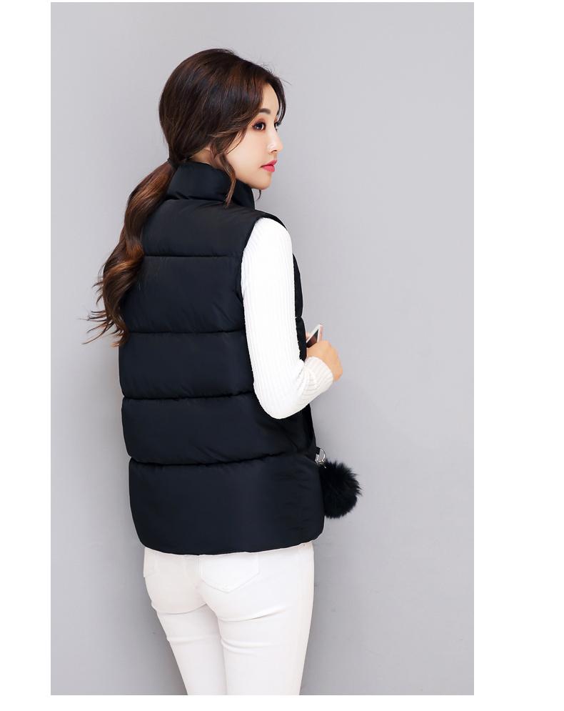 Winter Women's Lightweight Cotton Padded Slim Short Sleeveless Vests Jacket