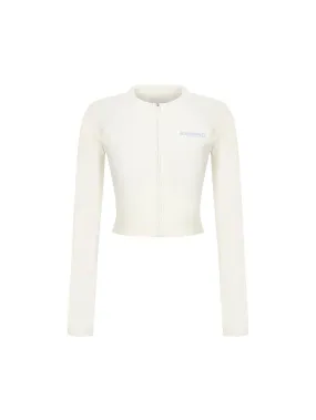 [WMS] Logo Zip-Up Crop Rashguard Cream