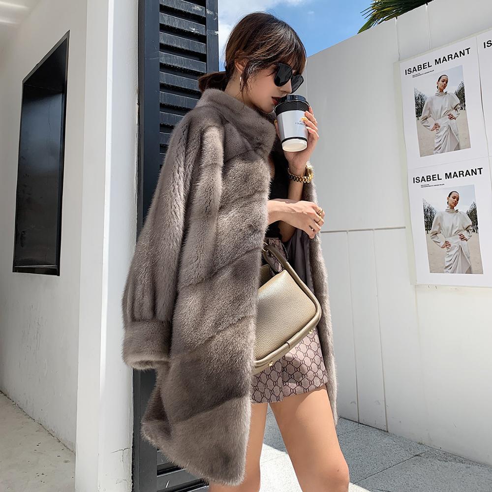 Women's Oversize Soft Import Genuine Mink Fur Winter Warm Jackets