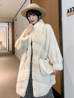 Women's Oversize Soft Import Genuine Mink Fur Winter Warm Jackets