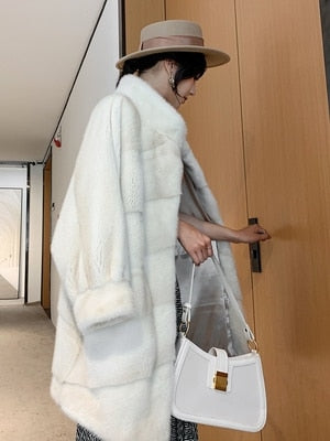 Women's Oversize Soft Import Genuine Mink Fur Winter Warm Jackets