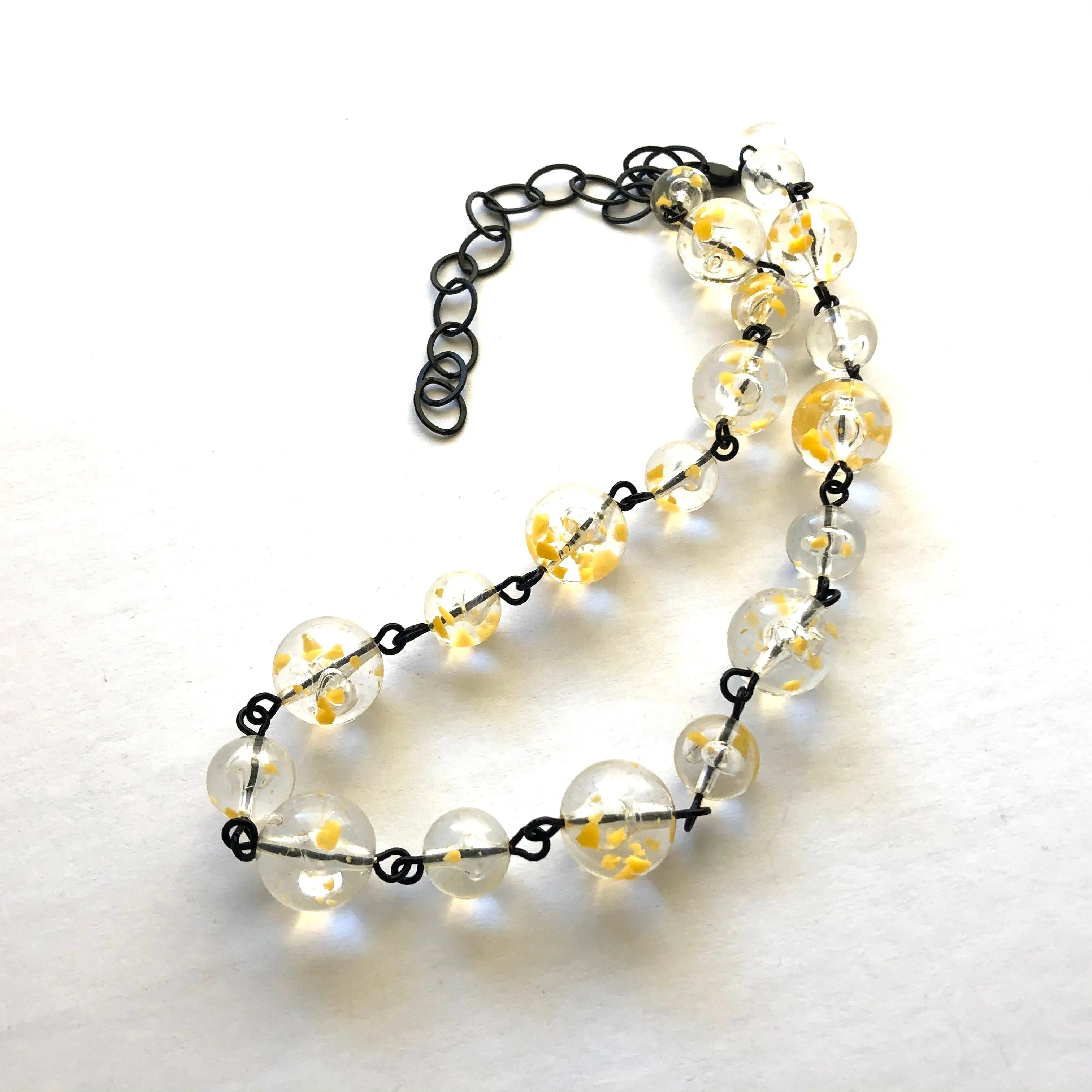 Yellow & Clear Snowglobe Beaded Amelia Necklace *